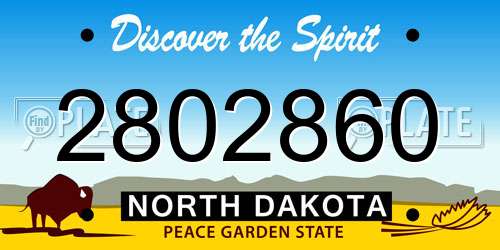2802860 North Dakota License Plate