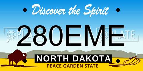 280EME North Dakota License Plate