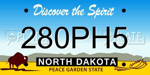 280PH5 North Dakota License Plate