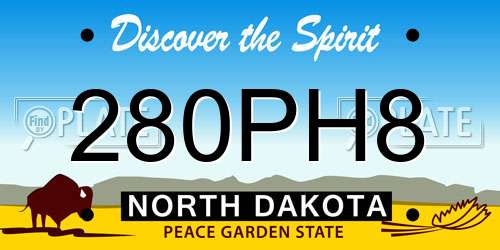280PH8 North Dakota License Plate