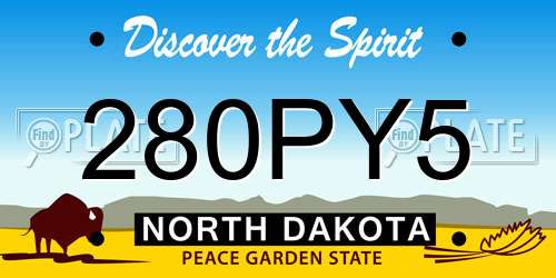 280PY5 North Dakota License Plate