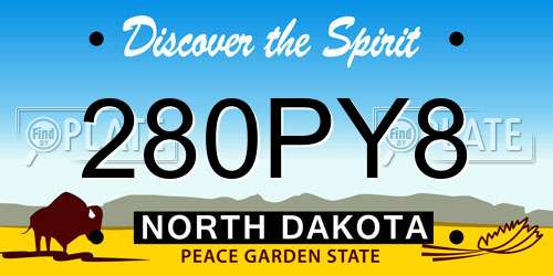 280PY8 North Dakota License Plate