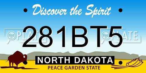 281BT5 North Dakota License Plate