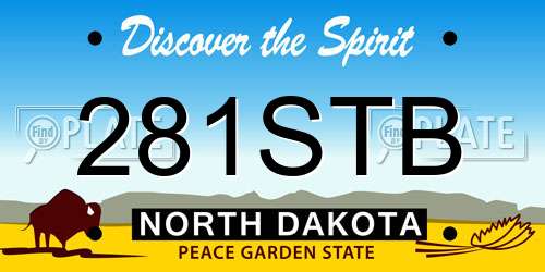 281STB North Dakota License Plate