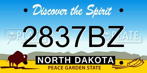 2837BZ North Dakota License Plate