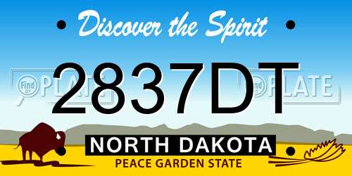 2837DT North Dakota License Plate