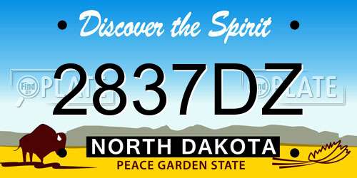 2837DZ North Dakota License Plate