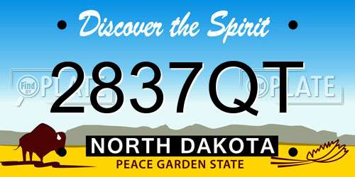 2837QT North Dakota License Plate