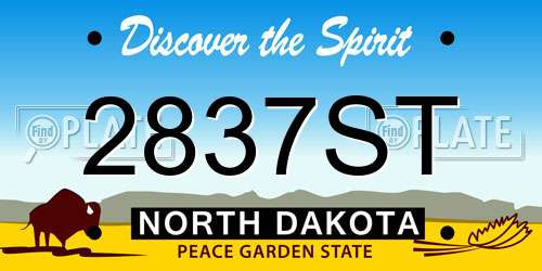 2837ST North Dakota License Plate