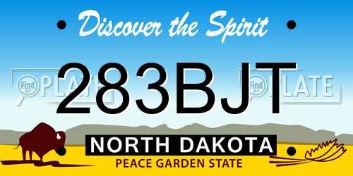 283BJT North Dakota License Plate