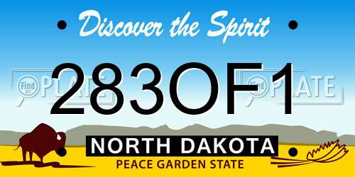 283OF1 North Dakota License Plate