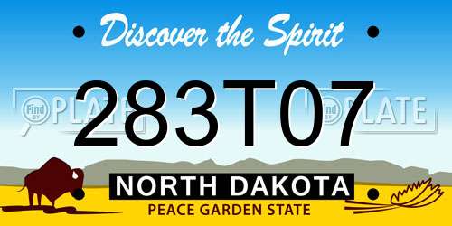 283T07 North Dakota License Plate