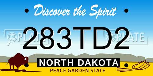 283TD2 North Dakota License Plate