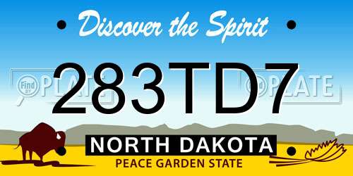 283TD7 North Dakota License Plate