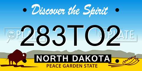 283TO2 North Dakota License Plate