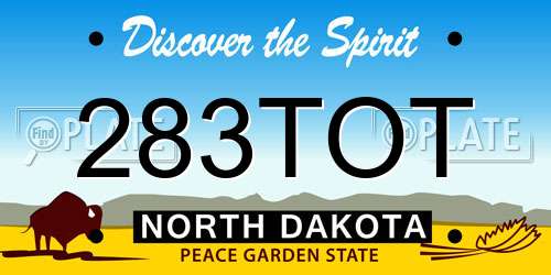 283TOT North Dakota License Plate