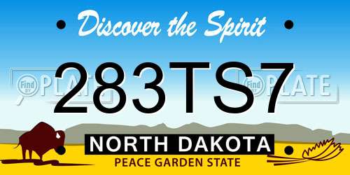 283TS7 North Dakota License Plate