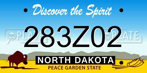 283Z02 North Dakota License Plate