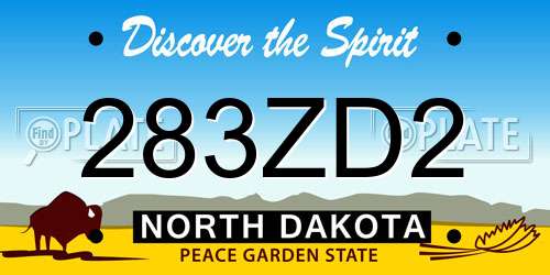 283ZD2 North Dakota License Plate