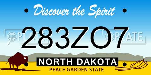 283ZO7 North Dakota License Plate