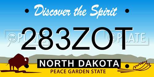 283ZOT North Dakota License Plate