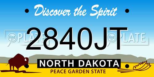2840JT North Dakota License Plate