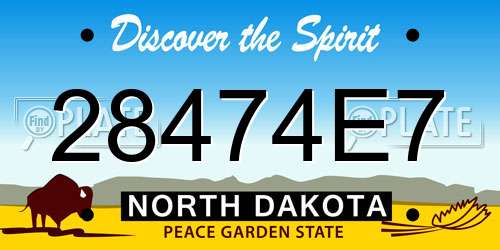 28474E7 North Dakota License Plate