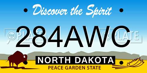 284AWC North Dakota License Plate