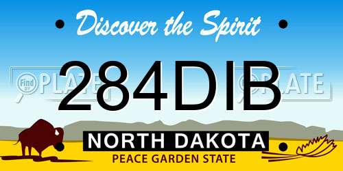 284DIB North Dakota License Plate