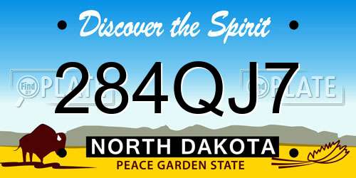 284QJ7 North Dakota License Plate