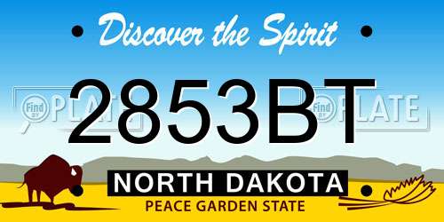 2853BT North Dakota License Plate