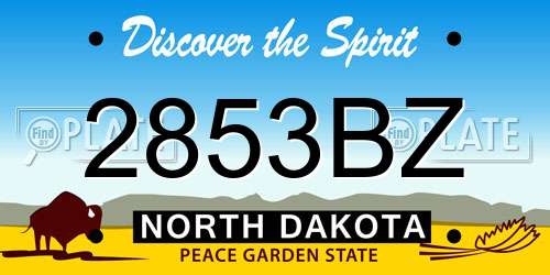 2853BZ North Dakota License Plate