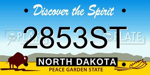 2853ST North Dakota License Plate
