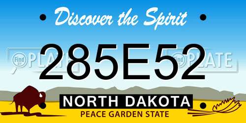 285E52 North Dakota License Plate