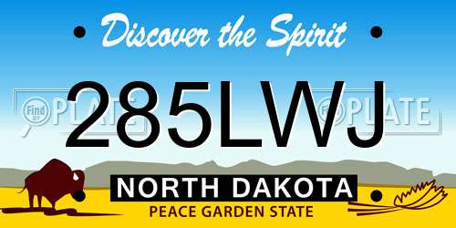 285LWJ North Dakota License Plate