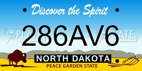 286AV6 North Dakota License Plate