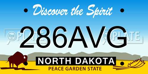 286AVG North Dakota License Plate