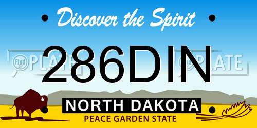 286DIN North Dakota License Plate