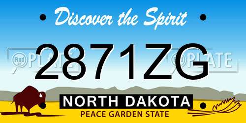 2871ZG North Dakota License Plate