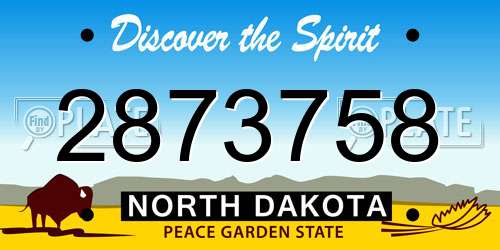 2873758 North Dakota License Plate