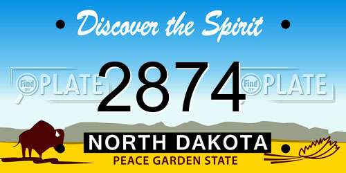 2874 North Dakota License Plate