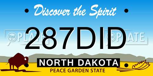 287DID North Dakota License Plate