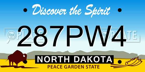 287PW4 North Dakota License Plate