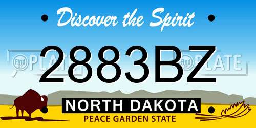2883BZ North Dakota License Plate
