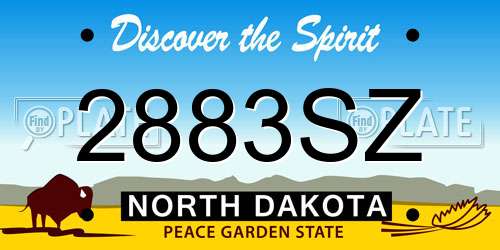 2883SZ North Dakota License Plate
