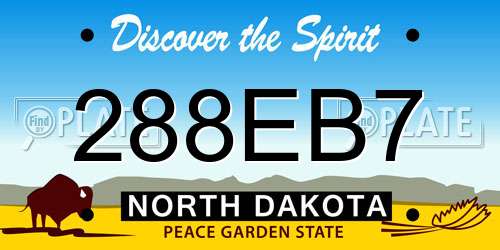 288EB7 North Dakota License Plate
