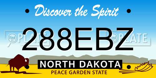 288EBZ North Dakota License Plate