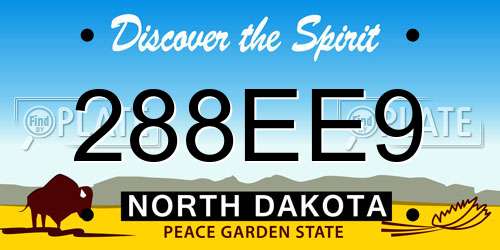 288EE9 North Dakota License Plate