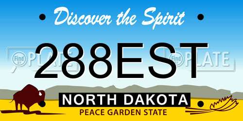 288EST North Dakota License Plate