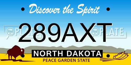289AXT North Dakota License Plate
